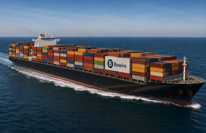 Container ship loaded with Bowire-branded containers