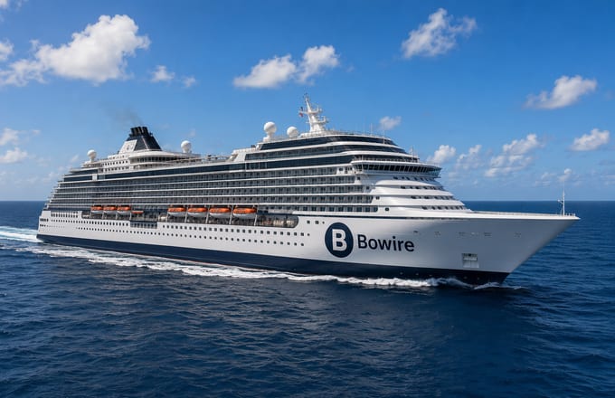 Cruise ship with the Bowire wordmark on the bow