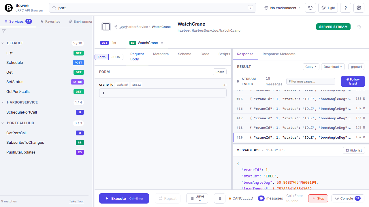 Recording manager — timeline of captured calls with per-step pass/fail markers