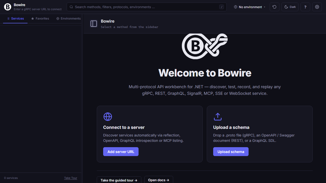 First-run welcome screen