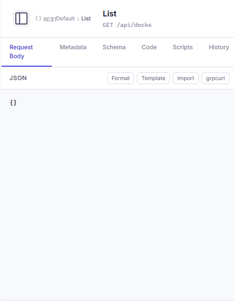 Bowire request pane — JSON / Form editor with Metadata, Schema, Code, Scripts, History tabs above the body