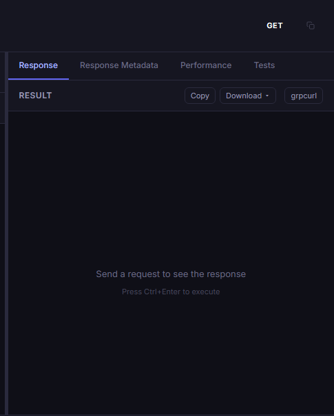 Bowire response pane — Result, Response Metadata, Performance, and Tests tabs above the response body